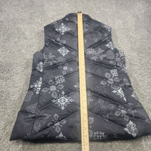 Eddie Bauer Puffer Vest Womens Small Goose Down Quilted Snowflake Print Floral - Picture 16 of 16